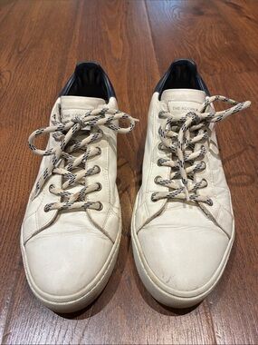 The Kooples White Leather Sneakers with Navy Heel